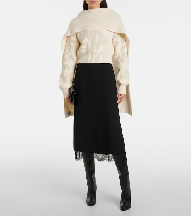 Erdem Cropped wool and cashmere scarf sweater