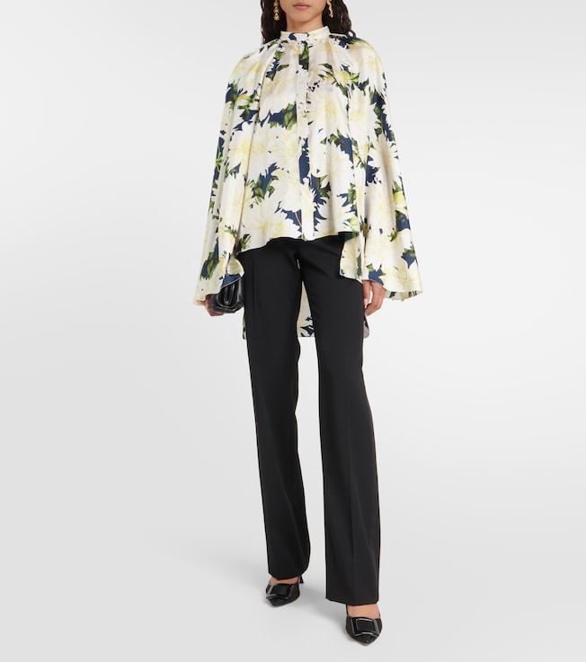 Oscar de la Renta Floral cotton-blend blouse